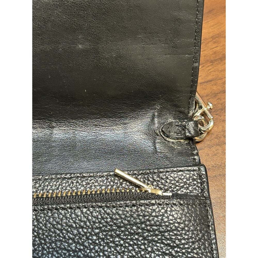 Coach Black Pebble Leather Foldover Crossbody Clutch Wallet Slim Purse - Picture 13 of 14